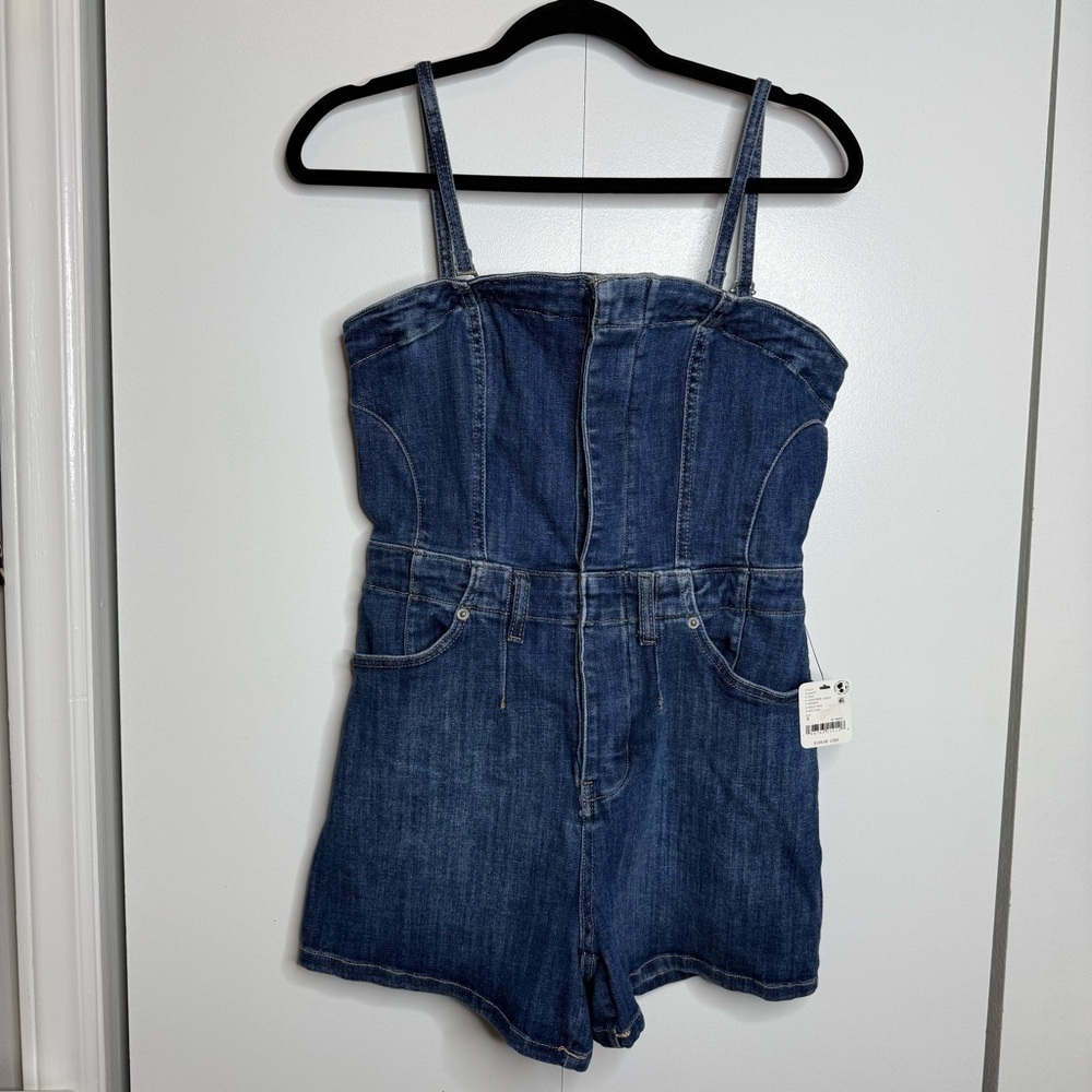 We The Free Dream Lover Denim Strapless Romper Small indigo NWT - Picture 2 of 11